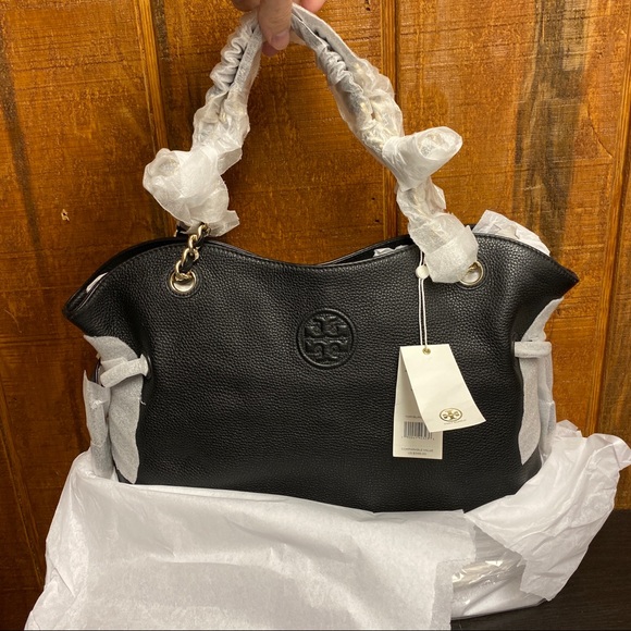 Tory Burch Bombe Slouchy Large Leather Tote -Black - Picture 6 of 8
